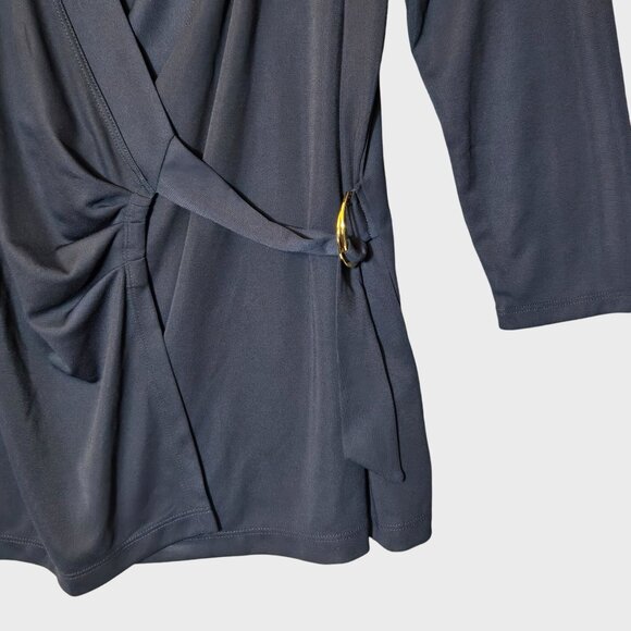 Lauren Ralph Lauren Plus Size Faux-Wrap Surplice Neck Top Navy Blue NWT - Picture 5 of 10